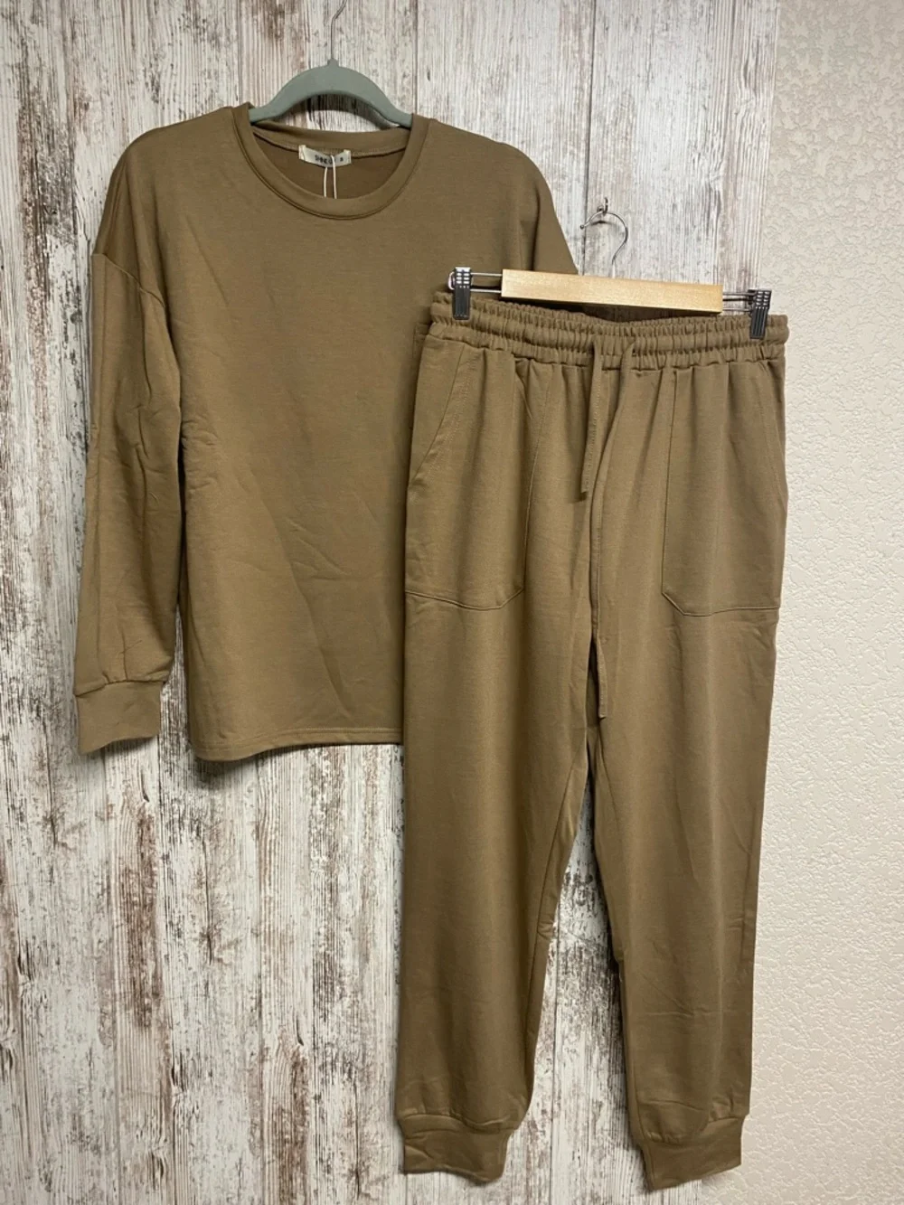 Cozy Two-Piece Lounge Set in khaki